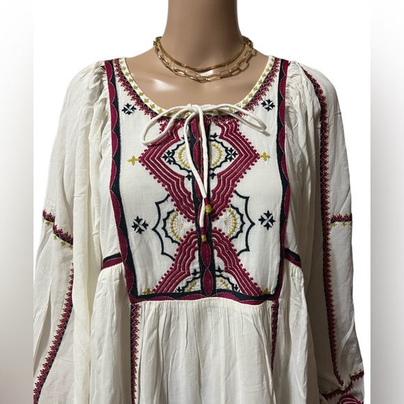 Free People Sweet Escape Midi Boho Peasant Dress in Cream Combo Size XS … - Picture 6 of 10